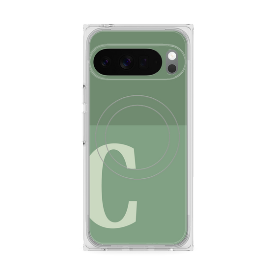 プレミアムスクエアケース with Pixelsnap［ オリジナル - initial two tone - C green ］