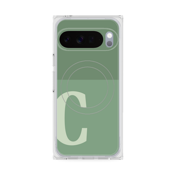 プレミアムスクエアケース with Pixelsnap［ オリジナル - initial two tone - C green ］