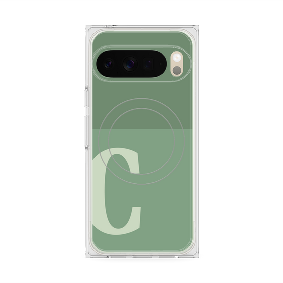 プレミアムスクエアケース with Pixelsnap［ オリジナル - initial two tone - C green ］