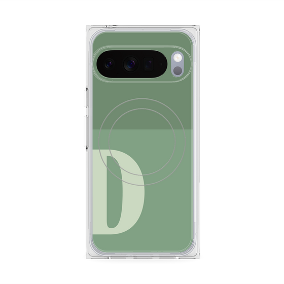 プレミアムスクエアケース with Pixelsnap［ オリジナル - initial two tone - D green ］