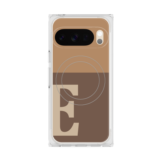 プレミアムスクエアケース with Pixelsnap［ オリジナル - initial two tone - E brown ］