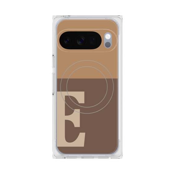 プレミアムスクエアケース with Pixelsnap［ オリジナル - initial two tone - E brown ］