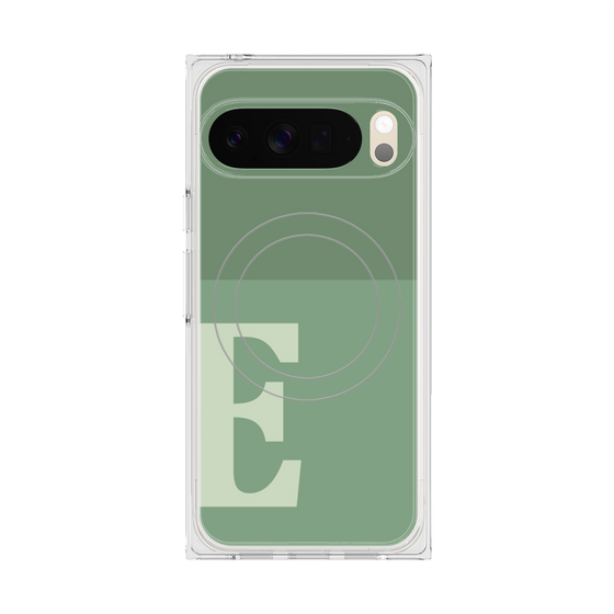 プレミアムスクエアケース with Pixelsnap［ オリジナル - initial two tone - E green ］