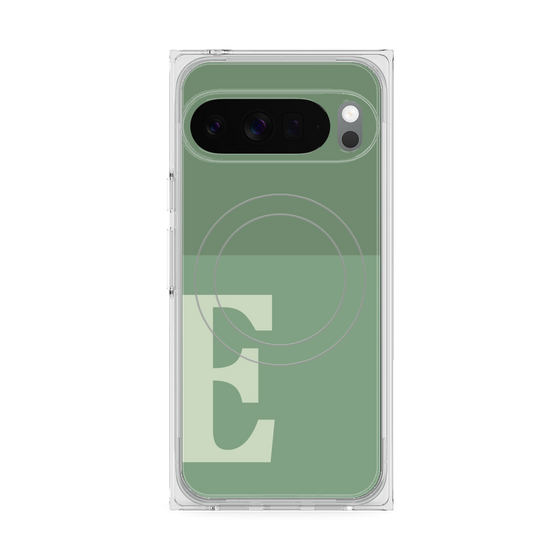 プレミアムスクエアケース with Pixelsnap［ オリジナル - initial two tone - E green ］