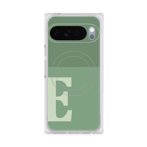 プレミアムスクエアケース with Pixelsnap［ オリジナル - initial two tone - E green ］