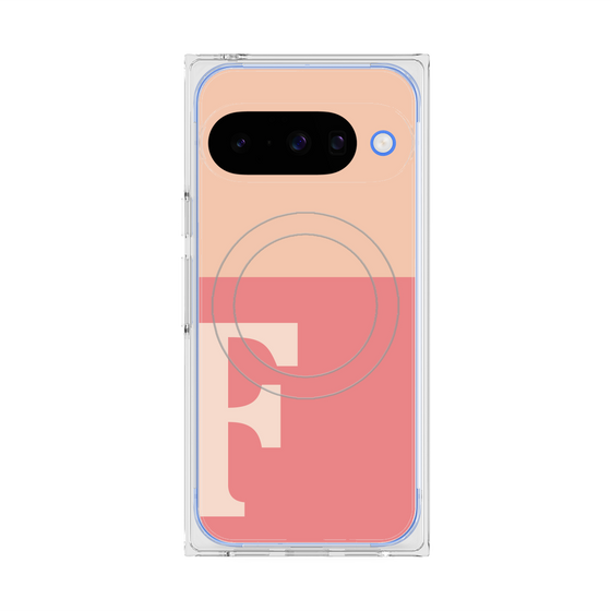 プレミアムスクエアケース with Pixelsnap［ オリジナル - initial two tone - F pink ］