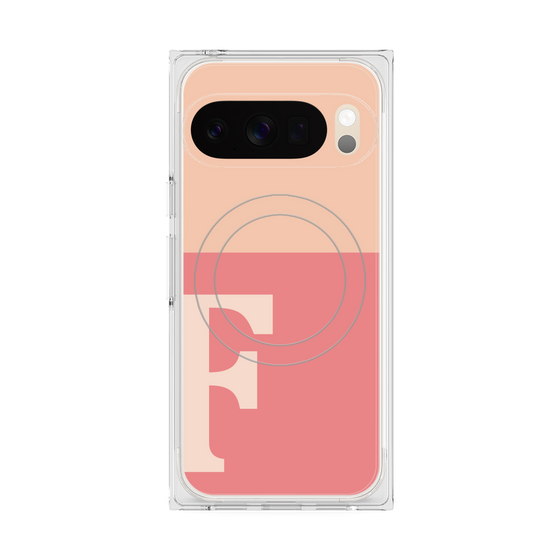 プレミアムスクエアケース with Pixelsnap［ オリジナル - initial two tone - F pink ］
