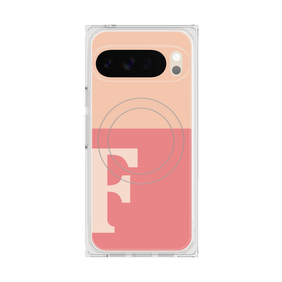 プレミアムスクエアケース with Pixelsnap［ オリジナル - initial two tone - F pink ］