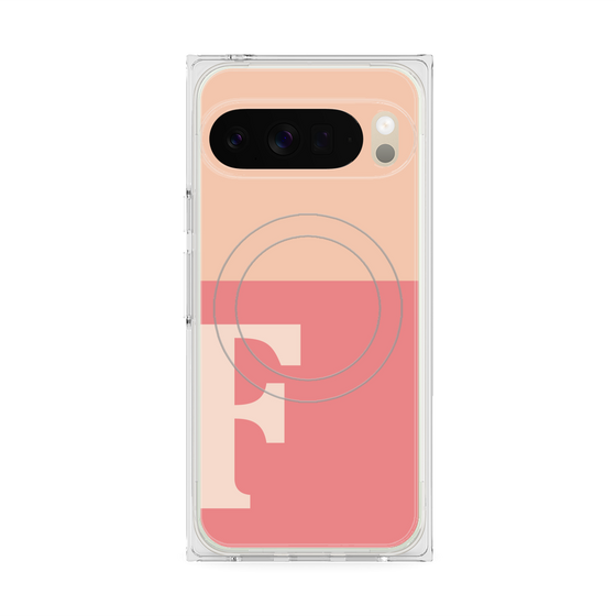 プレミアムスクエアケース with Pixelsnap［ オリジナル - initial two tone - F pink ］