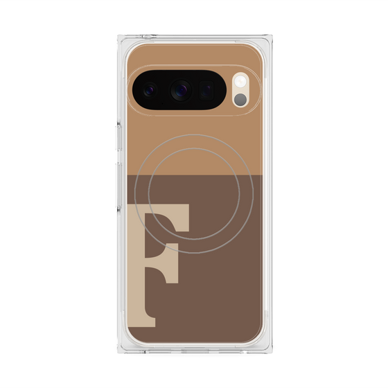 プレミアムスクエアケース with Pixelsnap［ オリジナル - initial two tone - F brown ］