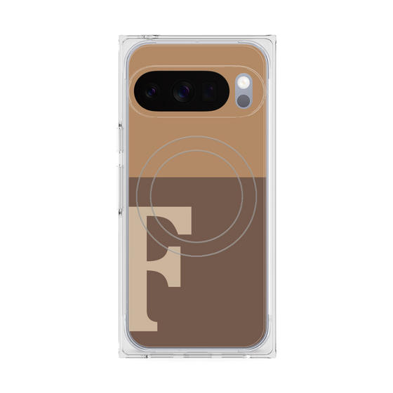 プレミアムスクエアケース with Pixelsnap［ オリジナル - initial two tone - F brown ］
