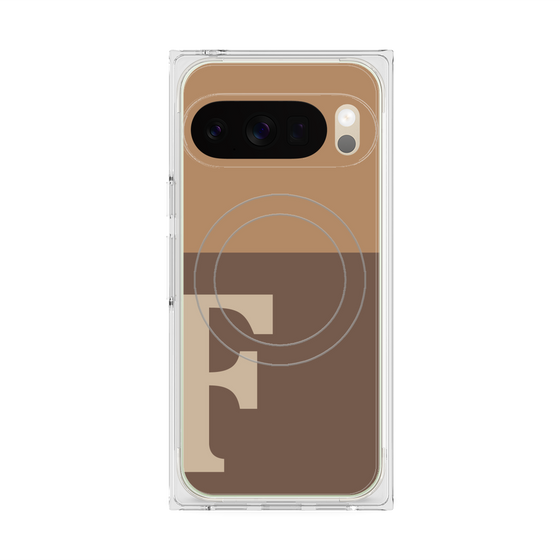 プレミアムスクエアケース with Pixelsnap［ オリジナル - initial two tone - F brown ］