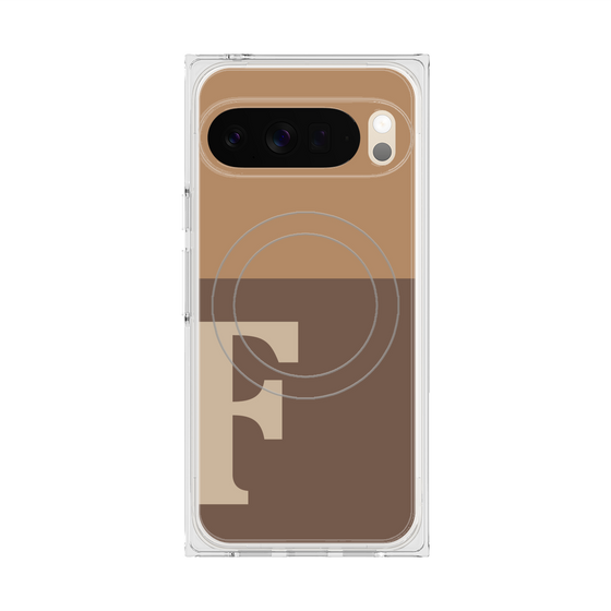 プレミアムスクエアケース with Pixelsnap［ オリジナル - initial two tone - F brown ］