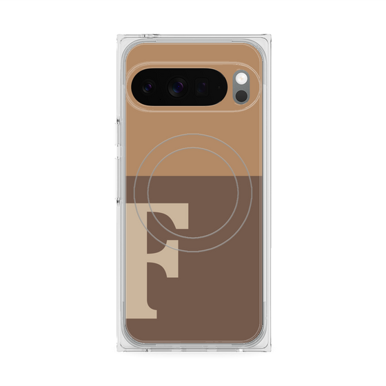 プレミアムスクエアケース with Pixelsnap［ オリジナル - initial two tone - F brown ］