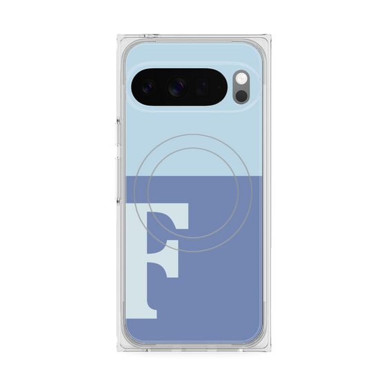 プレミアムスクエアケース with Pixelsnap［ オリジナル - initial two tone - F blue ］