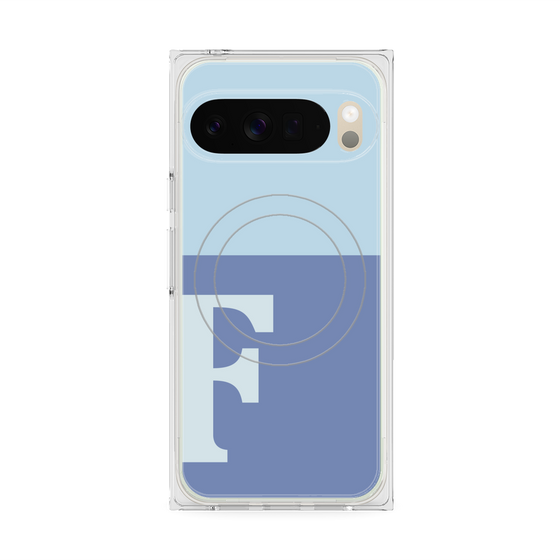 プレミアムスクエアケース with Pixelsnap［ オリジナル - initial two tone - F blue ］
