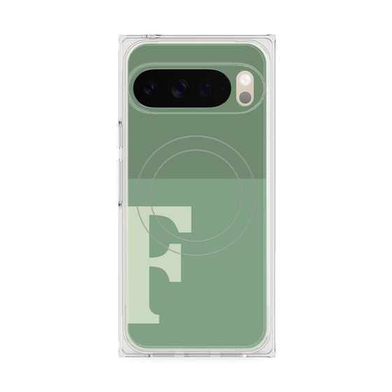 プレミアムスクエアケース with Pixelsnap［ オリジナル - initial two tone - F green ］