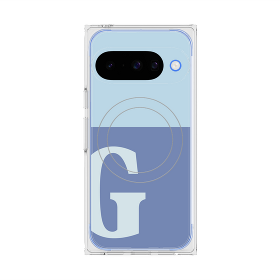 プレミアムスクエアケース with Pixelsnap［ オリジナル - initial two tone - G blue ］