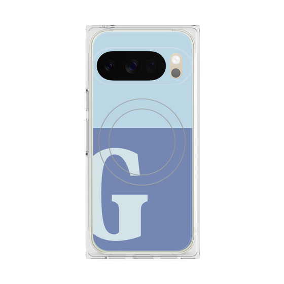 プレミアムスクエアケース with Pixelsnap［ オリジナル - initial two tone - G blue ］