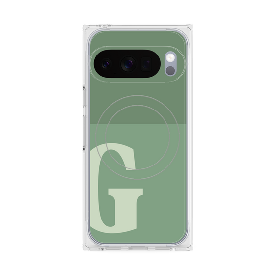 プレミアムスクエアケース with Pixelsnap［ オリジナル - initial two tone - G green ］