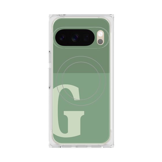 プレミアムスクエアケース with Pixelsnap［ オリジナル - initial two tone - G green ］