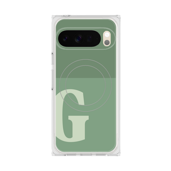 プレミアムスクエアケース with Pixelsnap［ オリジナル - initial two tone - G green ］