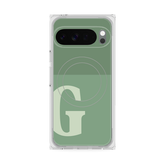プレミアムスクエアケース with Pixelsnap［ オリジナル - initial two tone - G green ］