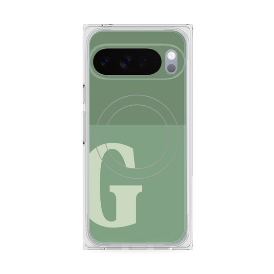 プレミアムスクエアケース with Pixelsnap［ オリジナル - initial two tone - G green ］