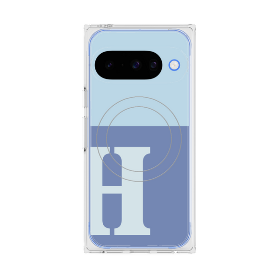 プレミアムスクエアケース with Pixelsnap［ オリジナル - initial two tone - H blue ］