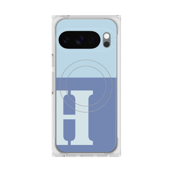 プレミアムスクエアケース with Pixelsnap［ オリジナル - initial two tone - H blue ］