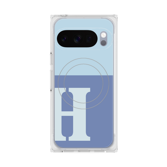 プレミアムスクエアケース with Pixelsnap［ オリジナル - initial two tone - H blue ］
