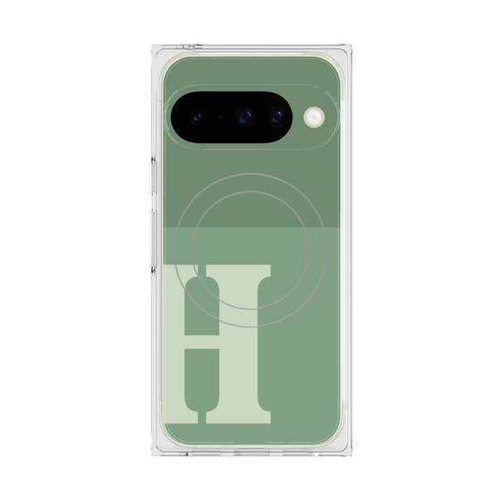 プレミアムスクエアケース with Pixelsnap［ オリジナル - initial two tone - H green ］
