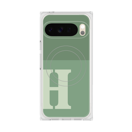 プレミアムスクエアケース with Pixelsnap［ オリジナル - initial two tone - H green ］