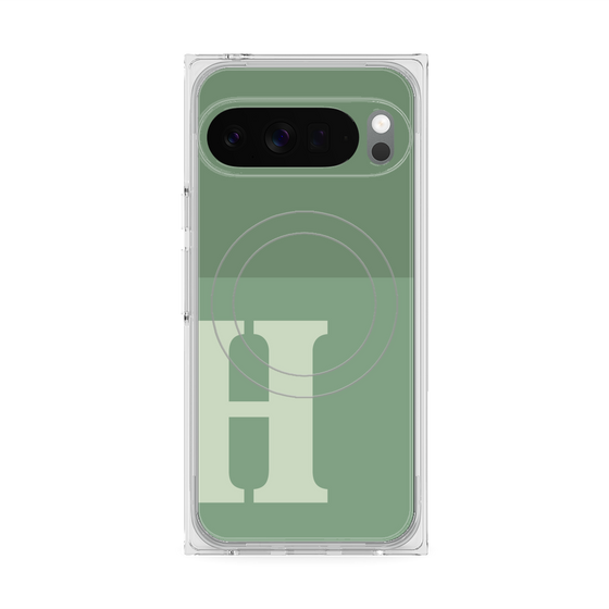 プレミアムスクエアケース with Pixelsnap［ オリジナル - initial two tone - H green ］