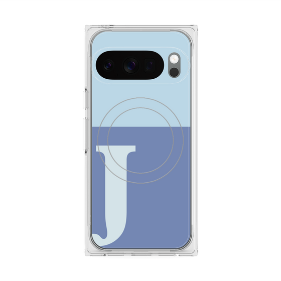 プレミアムスクエアケース with Pixelsnap［ オリジナル - initial two tone - J blue ］