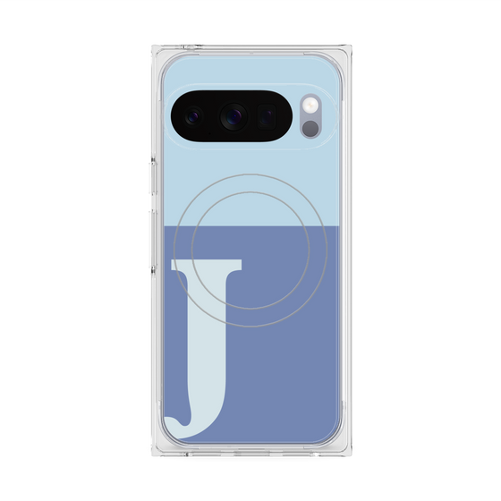 プレミアムスクエアケース with Pixelsnap［ オリジナル - initial two tone - J blue ］