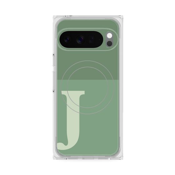 プレミアムスクエアケース with Pixelsnap［ オリジナル - initial two tone - J green ］