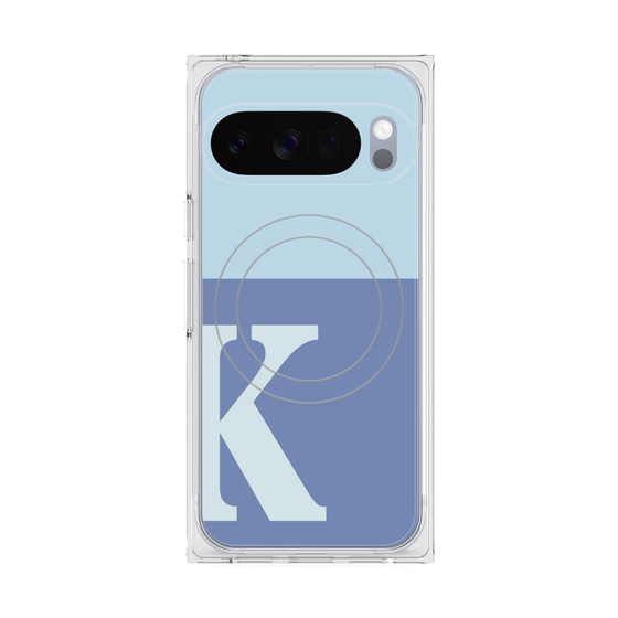 プレミアムスクエアケース with Pixelsnap［ オリジナル - initial two tone - K blue ］
