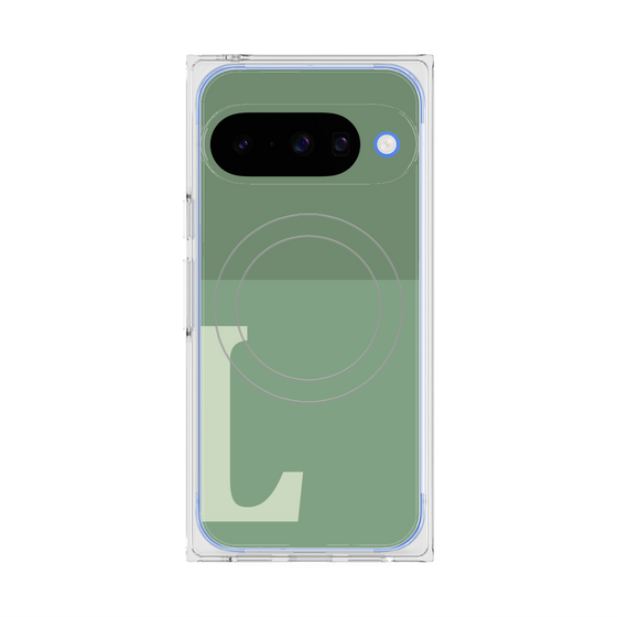 プレミアムスクエアケース with Pixelsnap［ オリジナル - initial two tone - L green ］
