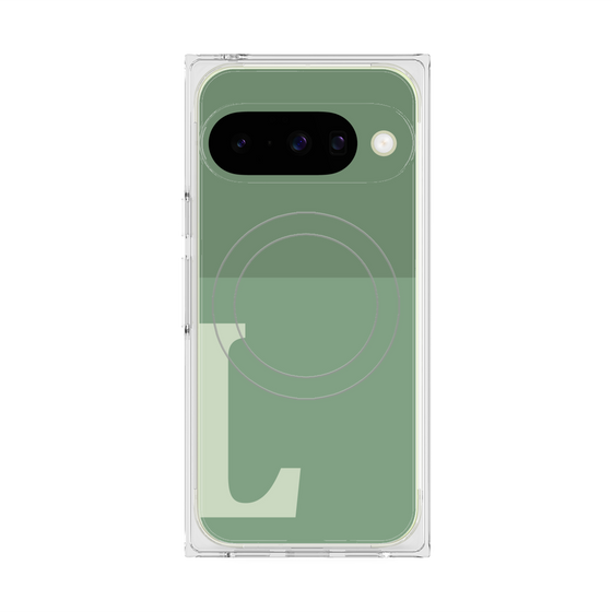 プレミアムスクエアケース with Pixelsnap［ オリジナル - initial two tone - L green ］