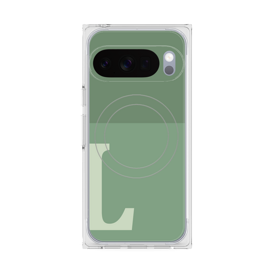 プレミアムスクエアケース with Pixelsnap［ オリジナル - initial two tone - L green ］