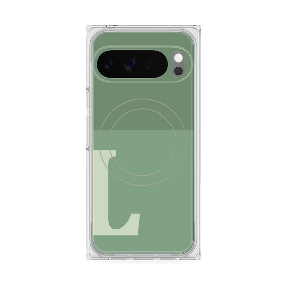 プレミアムスクエアケース with Pixelsnap［ オリジナル - initial two tone - L green ］