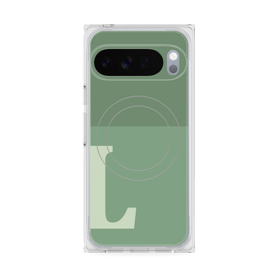 プレミアムスクエアケース with Pixelsnap［ オリジナル - initial two tone - L green ］