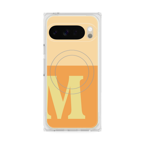 プレミアムスクエアケース with Pixelsnap［ オリジナル - initial two tone - M orange ］