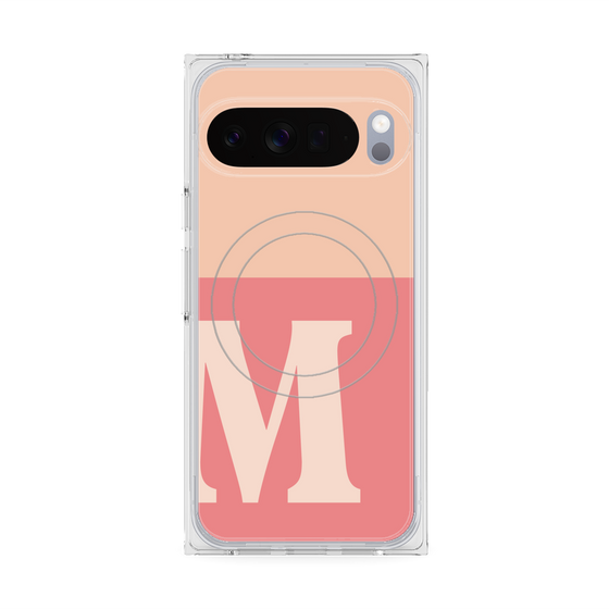 プレミアムスクエアケース with Pixelsnap［ オリジナル - initial two tone - M pink ］
