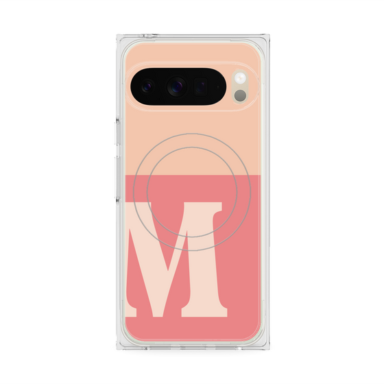 プレミアムスクエアケース with Pixelsnap［ オリジナル - initial two tone - M pink ］