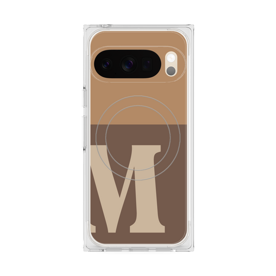 プレミアムスクエアケース with Pixelsnap［ オリジナル - initial two tone - M brown ］