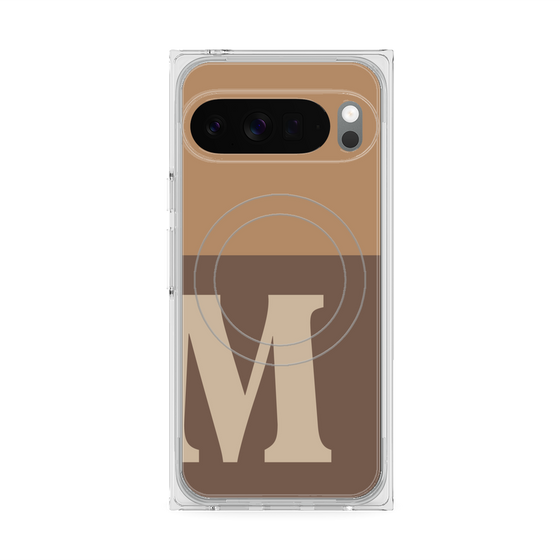 プレミアムスクエアケース with Pixelsnap［ オリジナル - initial two tone - M brown ］