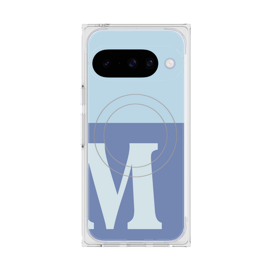 プレミアムスクエアケース with Pixelsnap［ オリジナル - initial two tone - M blue ］