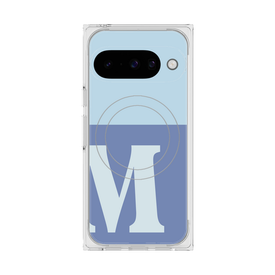 プレミアムスクエアケース with Pixelsnap［ オリジナル - initial two tone - M blue ］